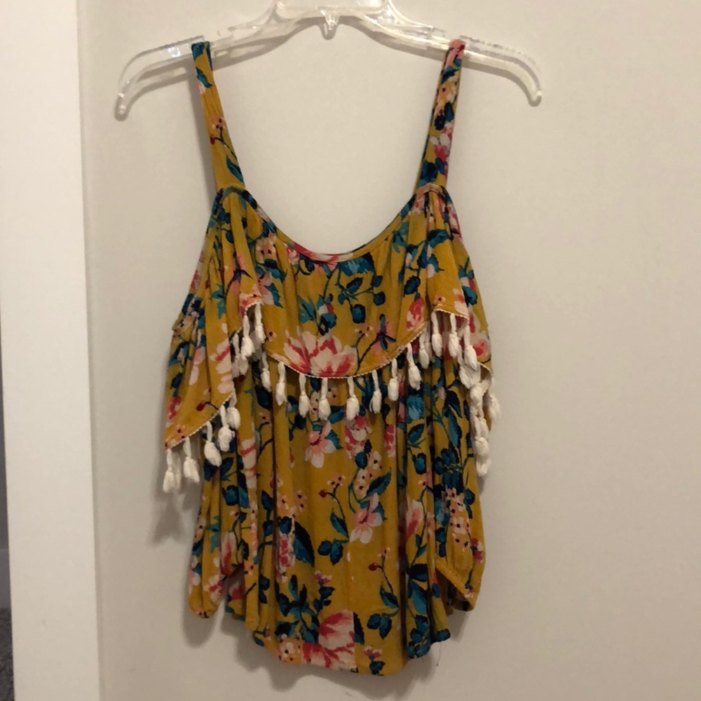 Off the shoulder shirt.